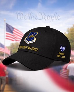 Fourteenth Air Force (Air Forces Strategic) Veteran Embroidered Cap - 2797 - Vintage Distressed Cap Black mockup