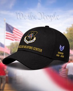 U.S. Air Force Nuclear Weapons Center Veteran Embroidered Cap - 2807 - Vintage Distressed Cap Black mockup