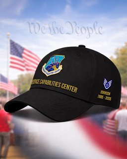 U.S. Air Force Cyberspace Capabilities Center Veteran Embroidered Cap - 2788 - Vintage Distressed Cap Black mockup