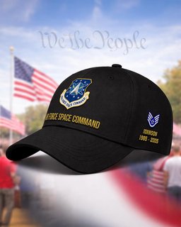 U.S. Air Force Space Command Veteran Embroidered Cap - 2776 - Vintage Distressed Cap Black mockup