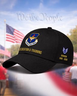 U.S. Air Force Air Education and Training Command (AETC) Veteran Embroidered Cap - 2771 - Vintage Distressed Cap Black mockup