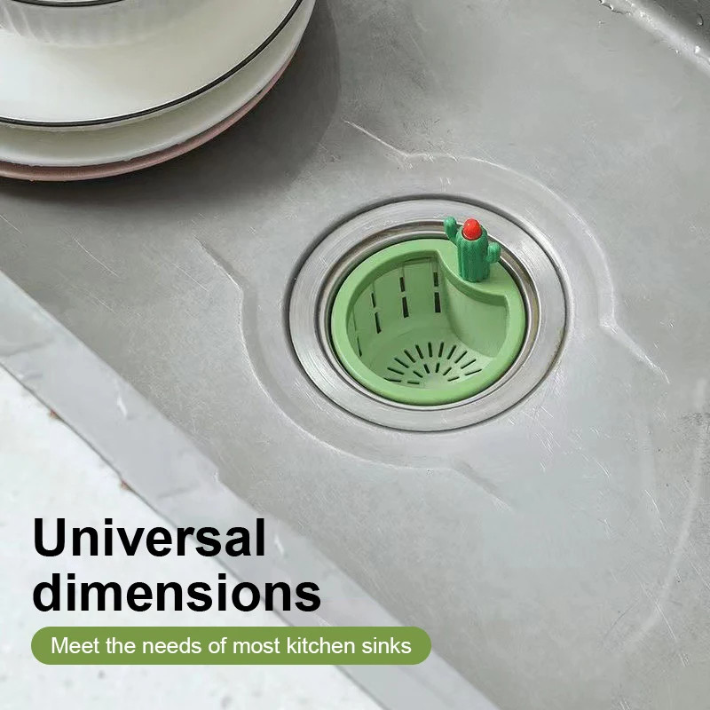 Cactus Sink Strainer Basket – Fine Mesh Kitchen Drain Catcher With Press-to-Lift Handle, 2-Pack Green Widened Gasket For Home Bathroom Use