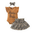 Baby Summer Clothing Newborn Infant Baby Girl Clothes Ruffled Sleeveless Jumpsuit+Leopard Skirt Headband 3Pcs Outfits