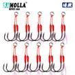 10pair/lot Fishing Hook Jig Double PairHooks Barbed Thread Feather Accessories Pesca High Carbon Steel Fishing Lure Slow Jigging