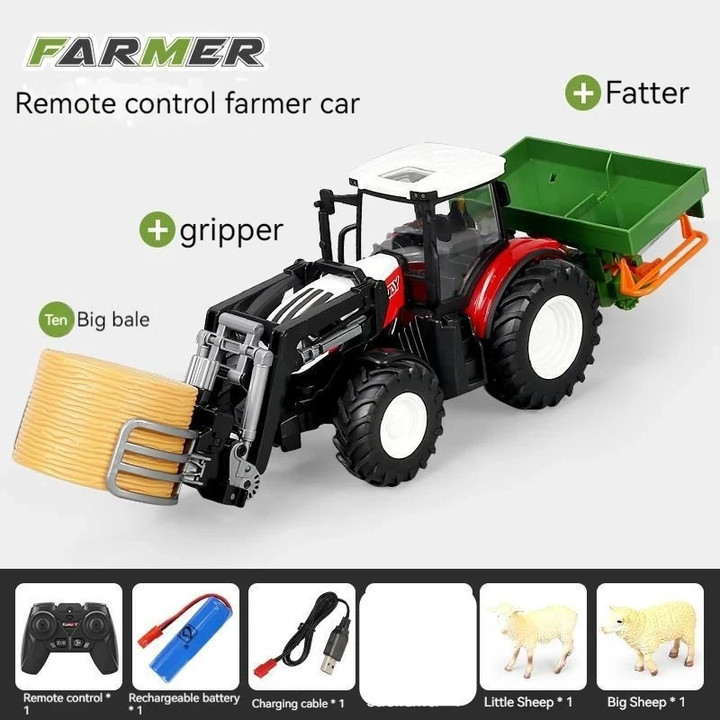 New Simulation Electric RC CAR Farmer Tractor Combine Harvester Multi Accessory Farm Remote Control Car Christmas Gifts