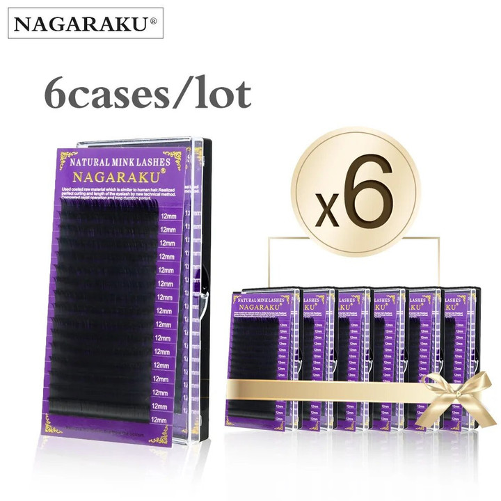 NAGARAKU All Size 6 Cases C D CC DD Curl Faux Mink Eyelashes Extension Individual Eyelashes Artificial Fake False Eyelashes