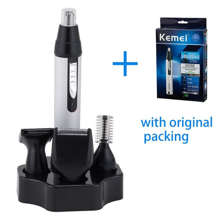 Kemei 4 in 1 Electric Nose Trimmer Rechargeable Women Face Care Beard Shaver For Nose & Ear Men's Ear Nose Hair Cutter