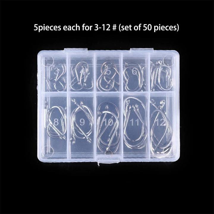 1000PCS Fishing Hooks Set High Carbon Steel Sharp Durable Barbed Fishhook Rock Fishing Equipment Gear Tackle Accessories with bo