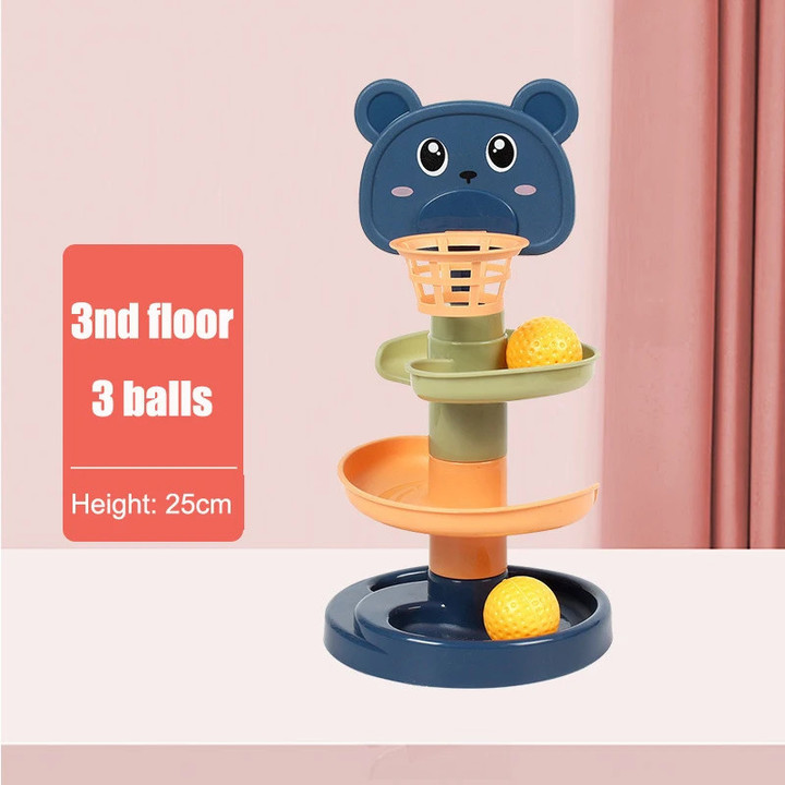 Montessori Baby Toys Rolling Ball Pile Tower Finger Skill Training Educational Games Rotating Stacking Track Infants Development