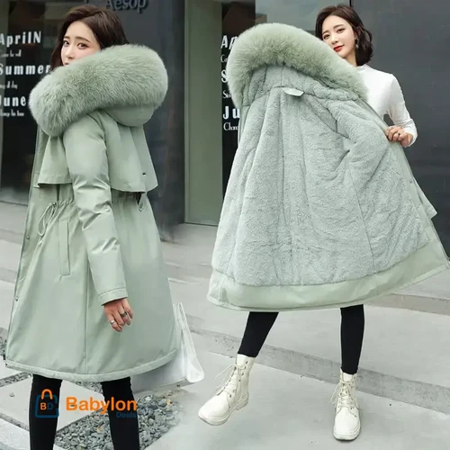 Winter Jacket 2023 New Women Parka Clothes Long Coat Wool Liner Hooded Jacket Fur Collar Thick Warm Snow Wear Padded Parka