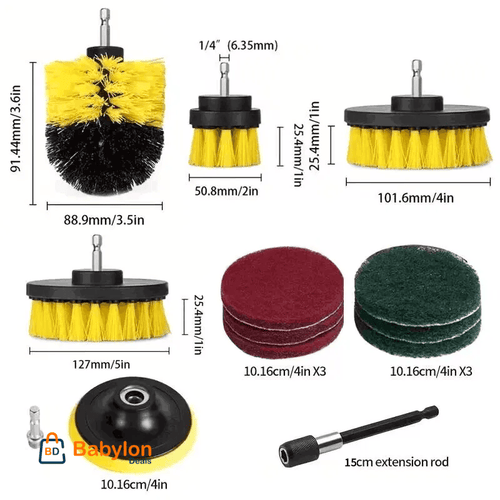 12pcs Electric Drill Brush Head Cleaning Household Universal Tools For Floor Tile Polishing Kitchen Bathroom Car Wash