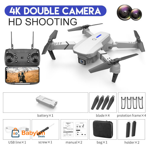 KDBFA 2023 New E88 Pro WiFi FPV Drone Wide Angle HD 4K 1080P Camera Height Hold RC Foldable Quadcopter Drone Helicopter Toys Gift