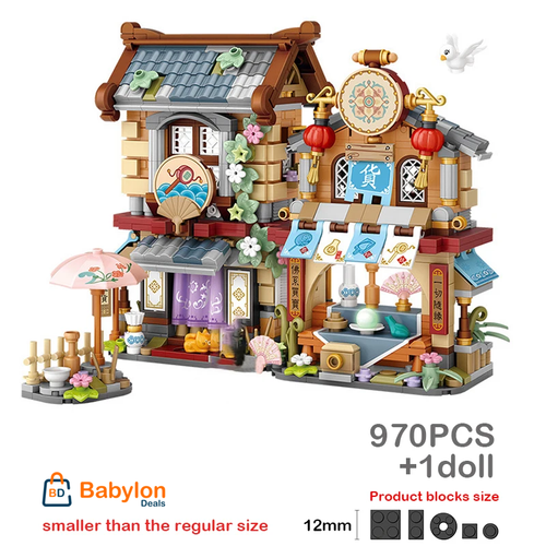 LOZ New Creative Mini Street View Bee Shop Building Block DIY Chinese Folding StreetView Pork Shop Puzzle Toys For Children Gift