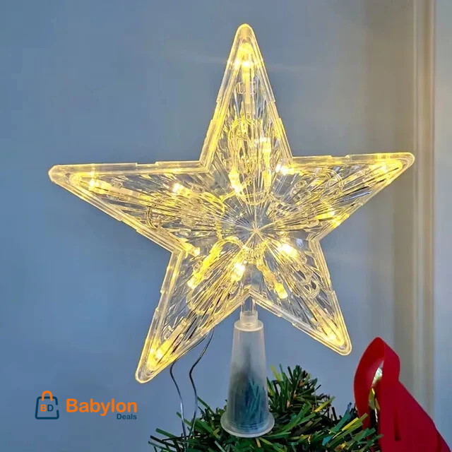 Christmas Tree Ornaments Top Stars LED Light Lamp Christmas Decorations For Home Xmas Trees New Year 2024 Navidad Natal Noel
