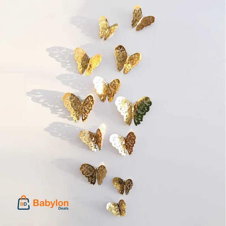 12Pcs Fashion 3D Hollow Butterfly Creative Wall Sticker For DIY Wall Stickers Modern Wall Art Home Decorations DIY Gift