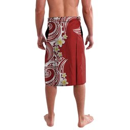 Island Wear Aloha Polynesian Plumeria Flower Lavalava Red Color Polynesian Alina Basics