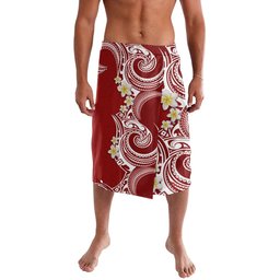 Island Wear Aloha Polynesian Plumeria Flower Lavalava Red Color Polynesian Alina Basics
