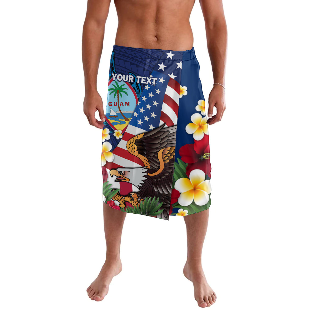 Island Wear Personalised United States And Guam Lavalava USA Eagle With Guahan Seal Tropical Vibes Polynesian Alina Basics