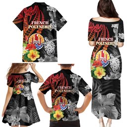 Island Wear French Polynesia Bastille Day Family Matching Puletasi and Hawaiian Shirt Tropical Turtle Hibiscus Polynesian Pattern Polynesian Alina Basics