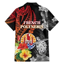 Island Wear French Polynesia Bastille Day Family Matching Puletasi and Hawaiian Shirt Tropical Turtle Hibiscus Polynesian Pattern Polynesian Alina Basics