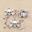 30pcs Charms Skull Skeleton Bone Head 15x14mm Antique Bronze Silver Color Pendants Making DIY Handmade Tibetan Jewelry