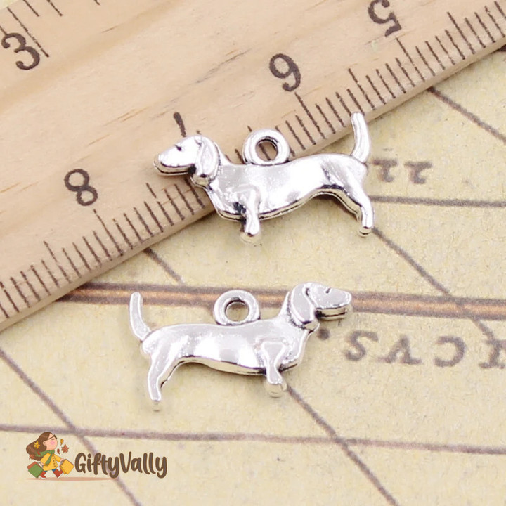 30pcs Charms Dog 10x18mm Tibetan Bronze Silver Color Pendants Jewelry
