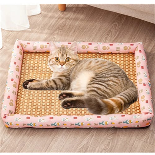 Cooling Summer Cat Bed Lightweight Breathable Pet Rattan Mat Cat Nest Mat Ice Nest Dog Bed Cat Cool Nest Small Dogs
