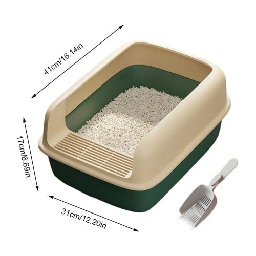 High Sided Cat Litter Box Open Top Extra Large Litter Boxes with Scooper Side Opening Cat Litter Boxes for Indoor Cats Pet