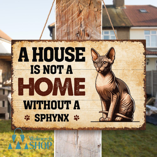 Sphynx Cat Rectangle Wood Sign (Pallet)
