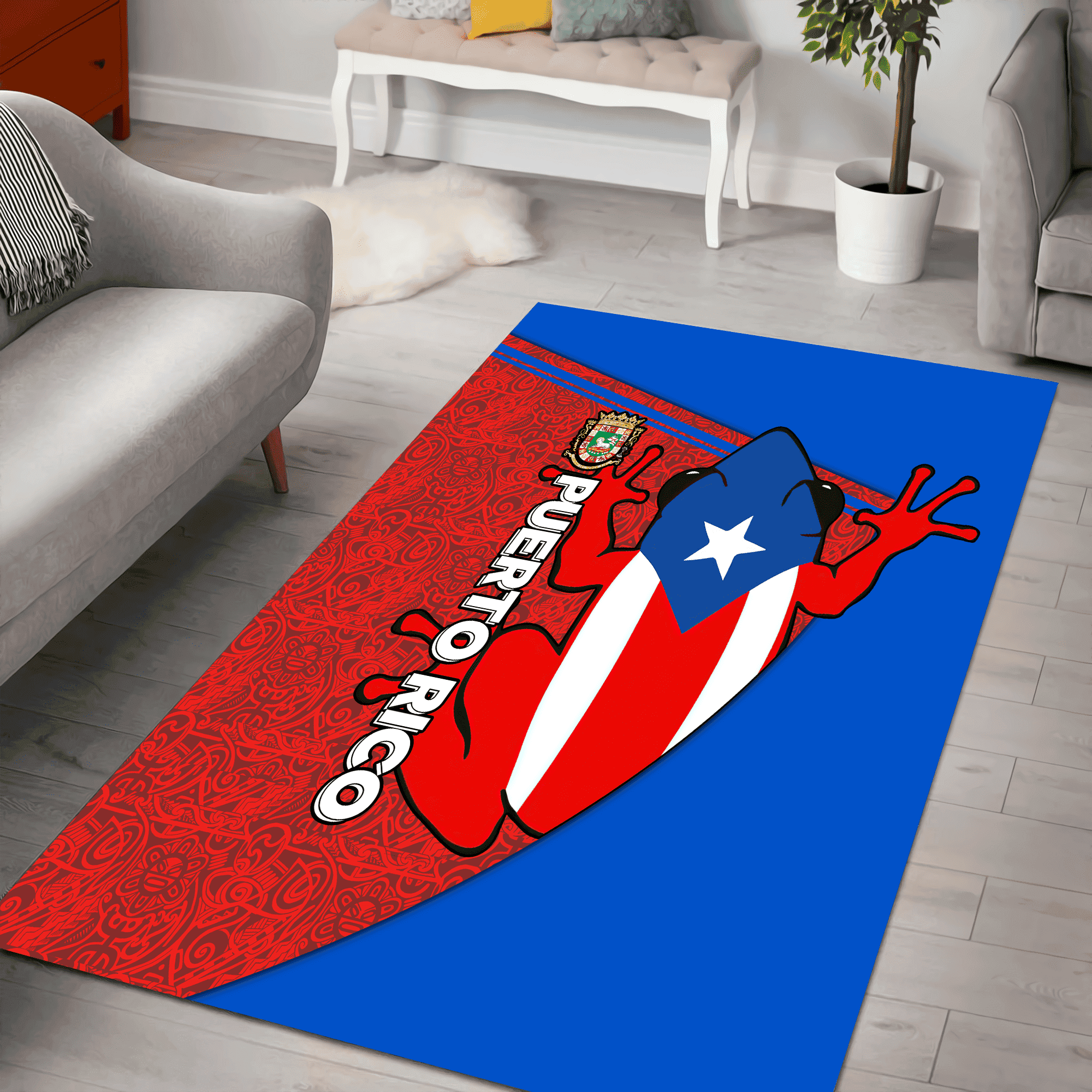 Puerto Rican Rug Designs Puerto Rico Red And Blue Living Room Area Rug TT71 - Fragrany