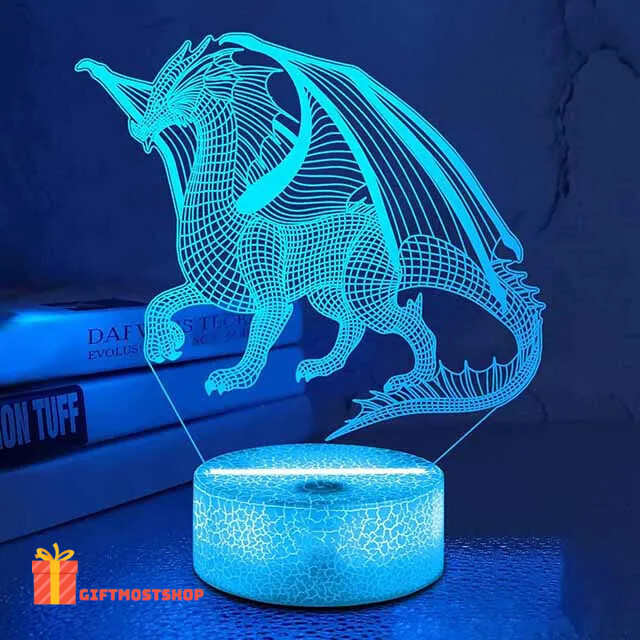 Dragon 3D LED Night Light Illusion Laser Bedside Lamp 16 Color Changing with Remote Control