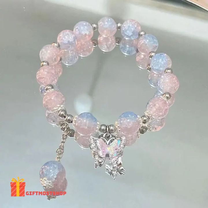 10pcs Cute Sweet Colorful Butterflies Shining Explosive Beads Charming Bracelets