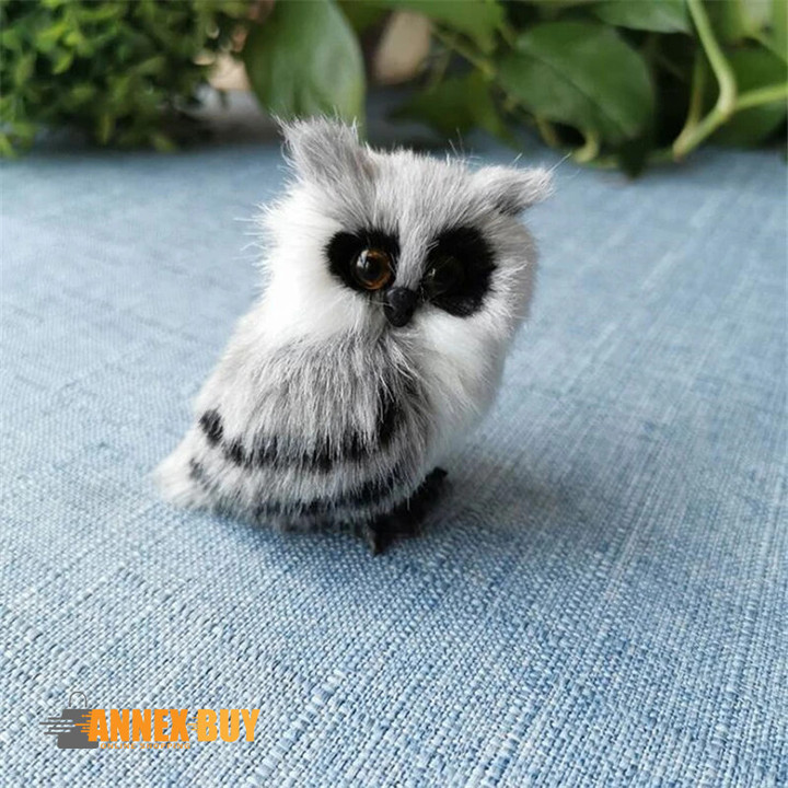 Cute Owl White Black Furry Christmas Bird Ornament Decoration Adornment Simulation For Home Decor Gift