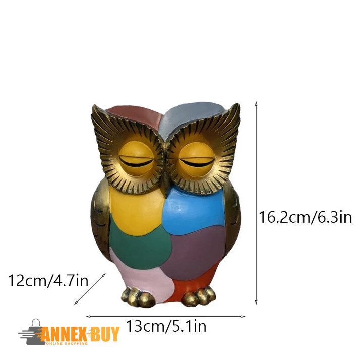 NORTHEUINS Resin Colored Art Painting Owl Flower Pot Decoration Desktop Decoration