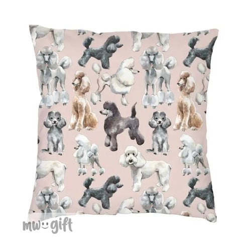 Cute Poodles Dog Throw Pillow Case 40*40cm for Living Room Pudel Caniche Sofa Chair Cushion Cover Square Pillowcover With Zipper