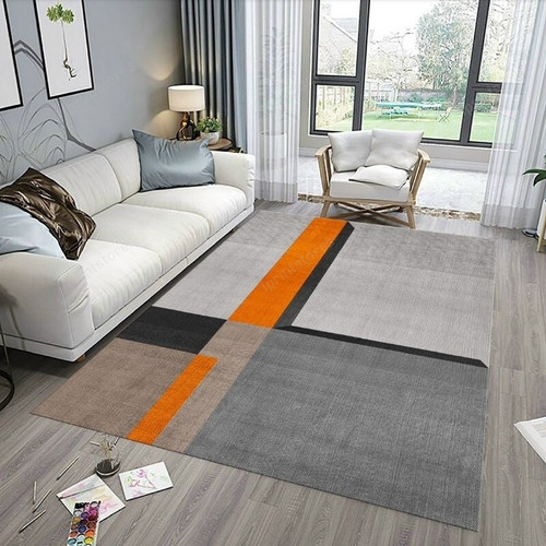 Moderner grau-orangefarbener Teppich