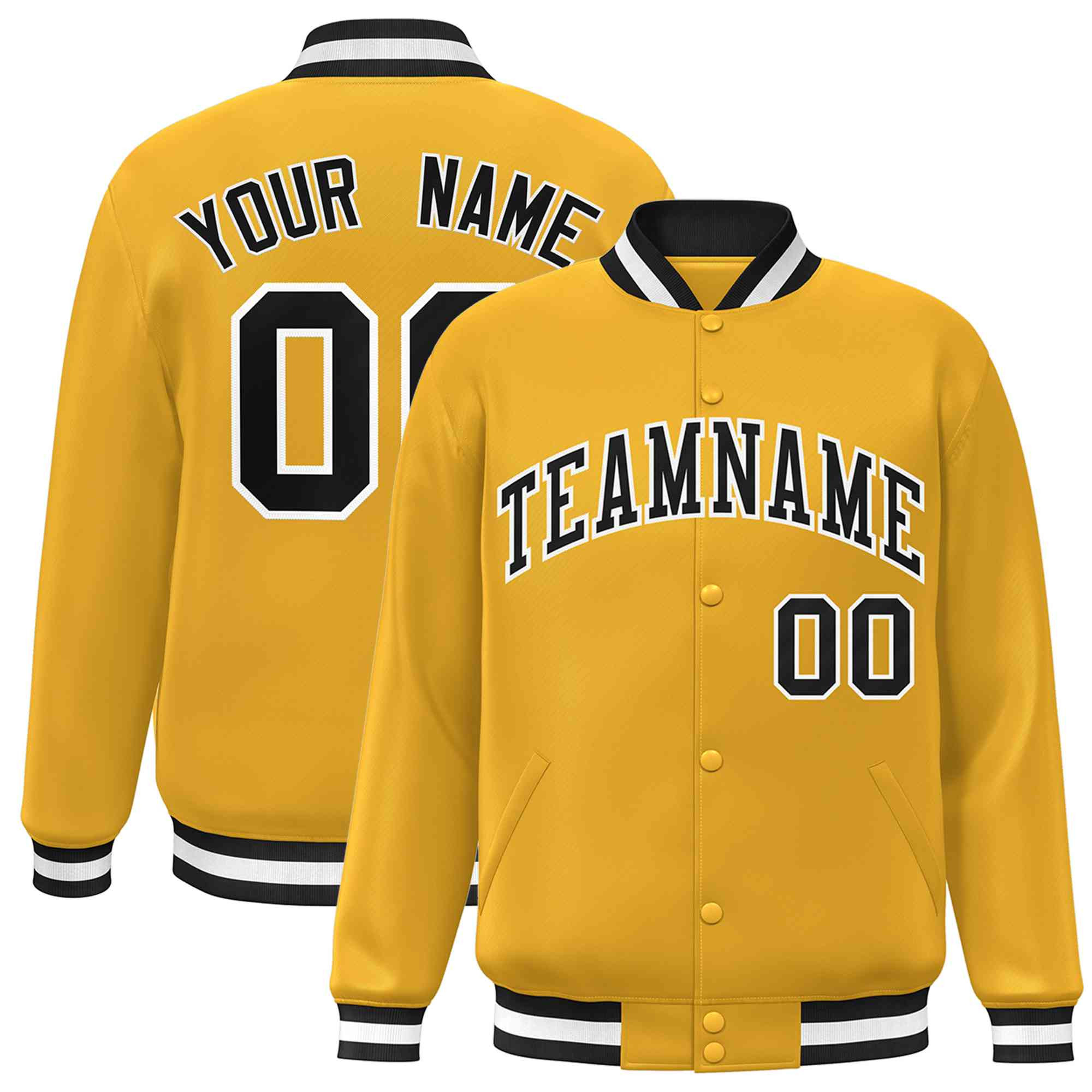 Gold Black-White Classic Style Custom Letterman Varsity Jacket For Men ...