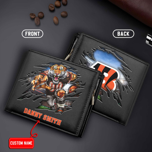 NFL07-Cincinnati Bengals Men's Leather Wallet Custom Name