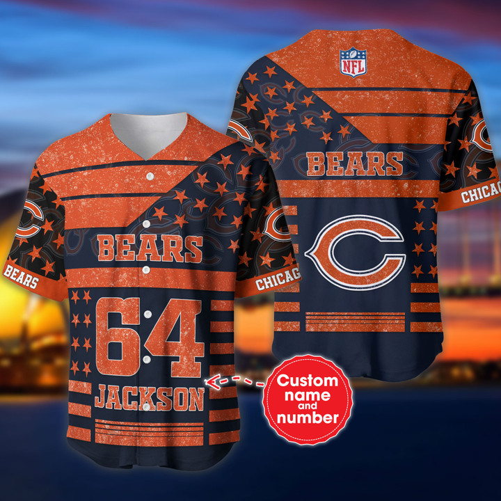 Chicago Bears 3D Personalized Baseball Jersey