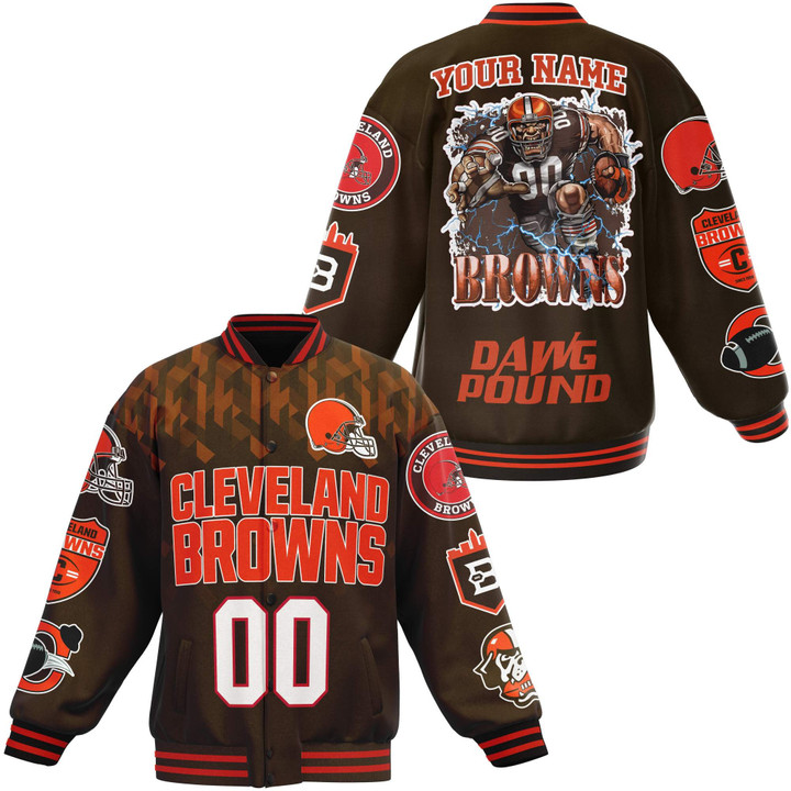 Cleveland Browns American Football League Pattern Varsity Jacket SH1 V2