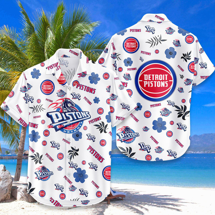 Detroit Pistons Hawaiian Shirt Tropical Beach