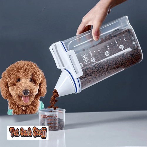Dog Cat Food Pail Plastic Storage Tank with Measuring Cup Container Moisture-proof Sealed Jar Pet Supplies Accessories