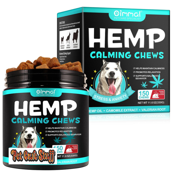 Calming Chews for Dog Anxiety & Stress Relief Treat Dry Dog Food Snack Peking Duck Flavor Suit For All Breeds Dogs 150Chews