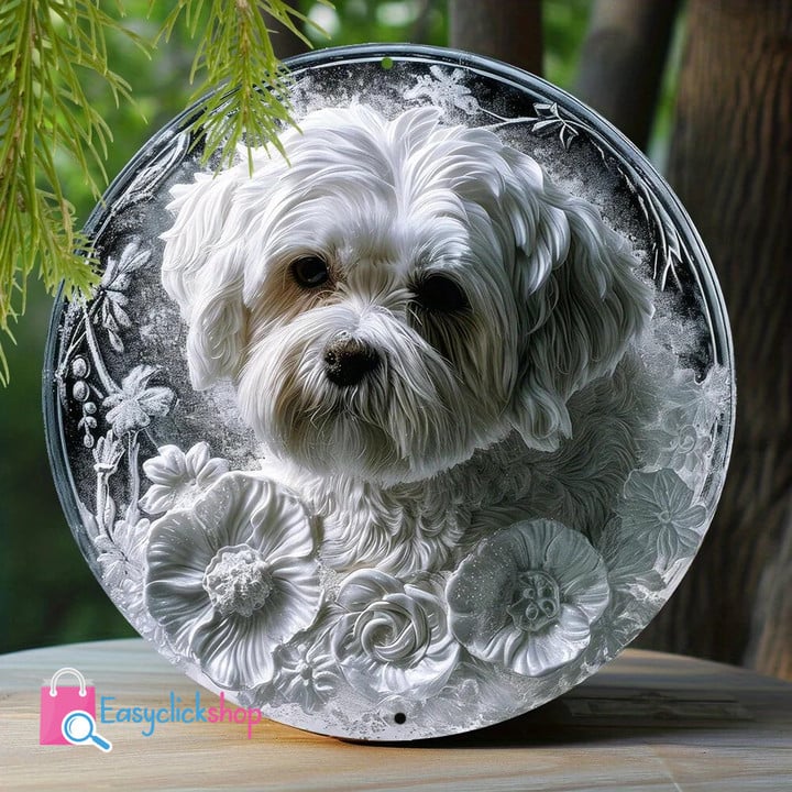 Shih tzu wreath round Metal Sign