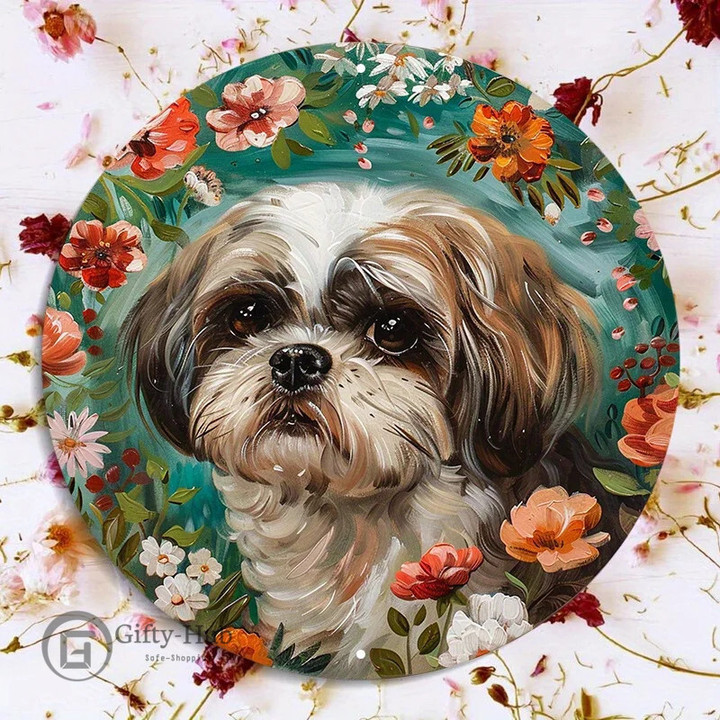 Pomeranian Round Decorative Wreath sing