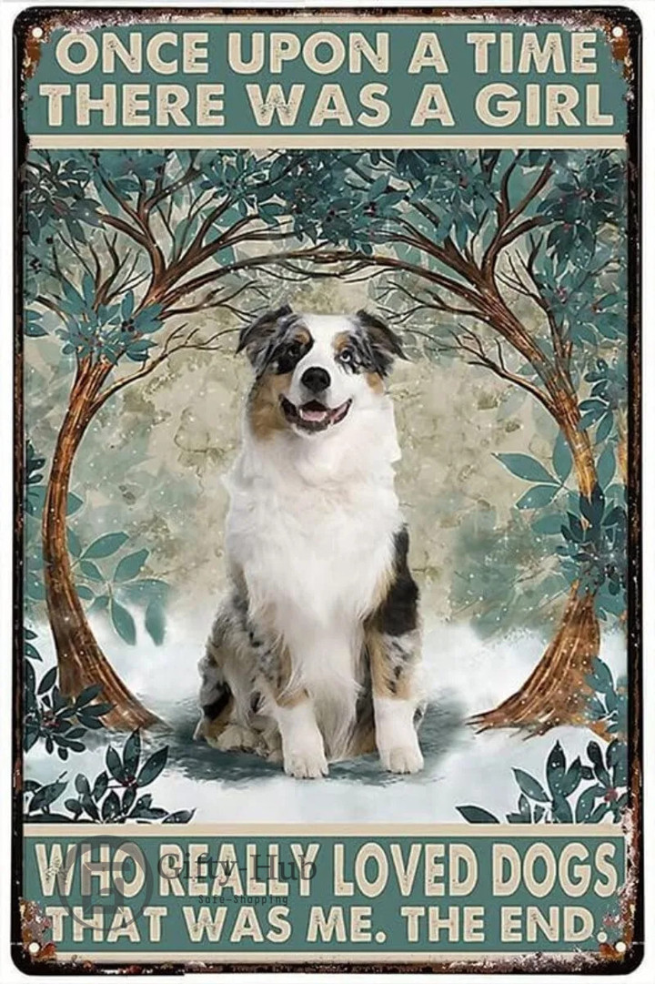 Australian Shepherd Dog Metal Tin Sing