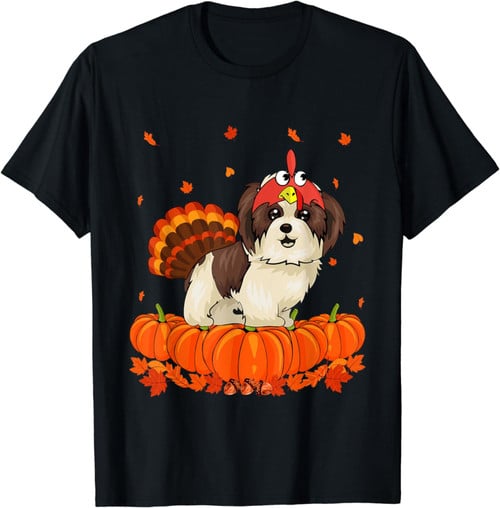 Funny Shih Tzu Turkey Pumpkin Thanksgiving Gifts T-Shirt