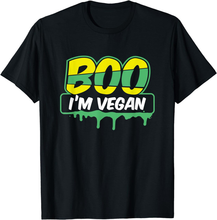 Funny Vegetarian Ghost Halloween Girls Boys Boo I Am Vegan T-Shirt
