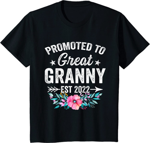 Floral Promoted To Great Granny 2022 Mothers Day New Grandma T Shirt Long Sleeve Sweatshirt Hoodie t-shirt