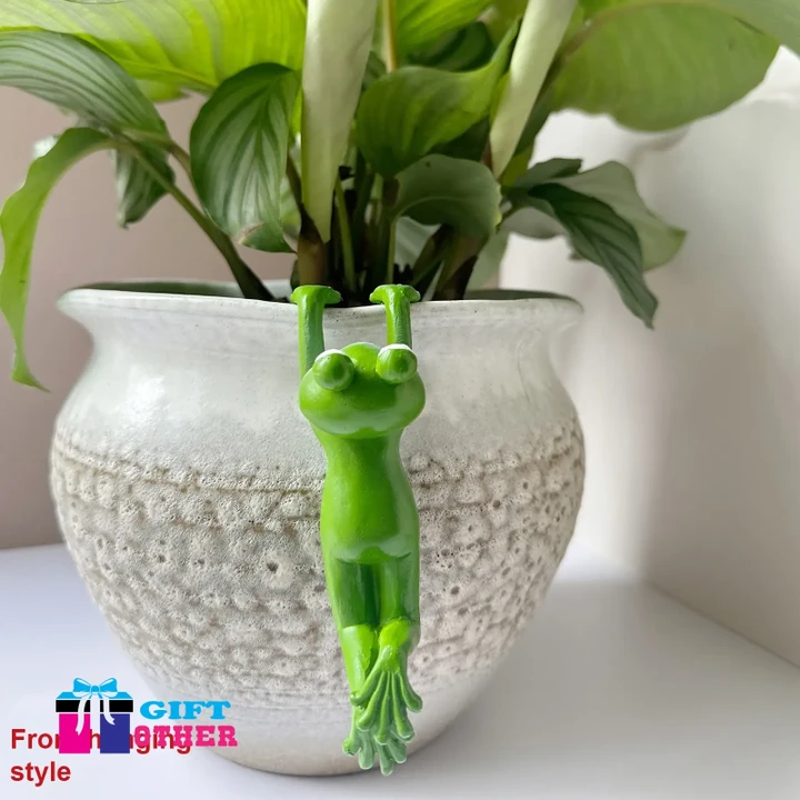 1pc gardening courtyard bonsai ornaments decorative crafts cute cartoon frog hanging pot resin decorations